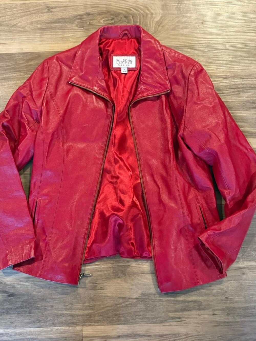 Red Y2K 2000's Wilson's Leather Maxima Genuiene Leather Bomber Jacket
